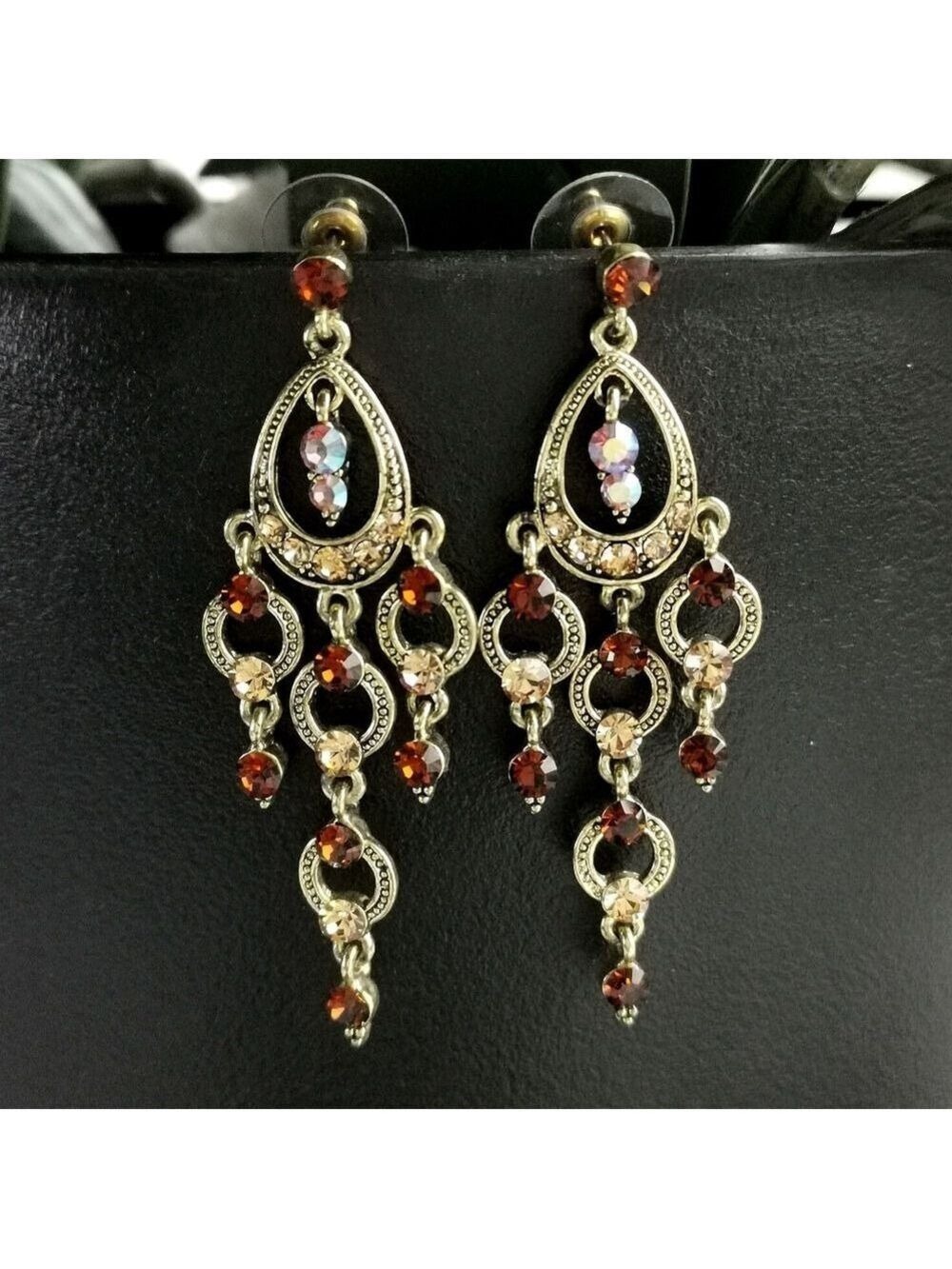 NWT Amber Brown crystal chandelier earrings